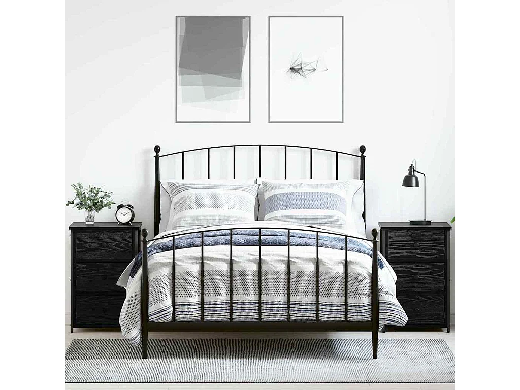 Mesita de Noche | Armario de Noche 2 uds con cajón Roble negro