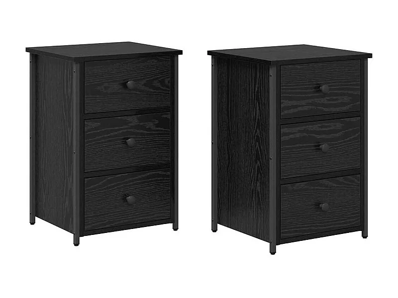 Mesa de Cabeceira | Criado-mudo Moderno com gaveta 2 Peças Carvalho preto