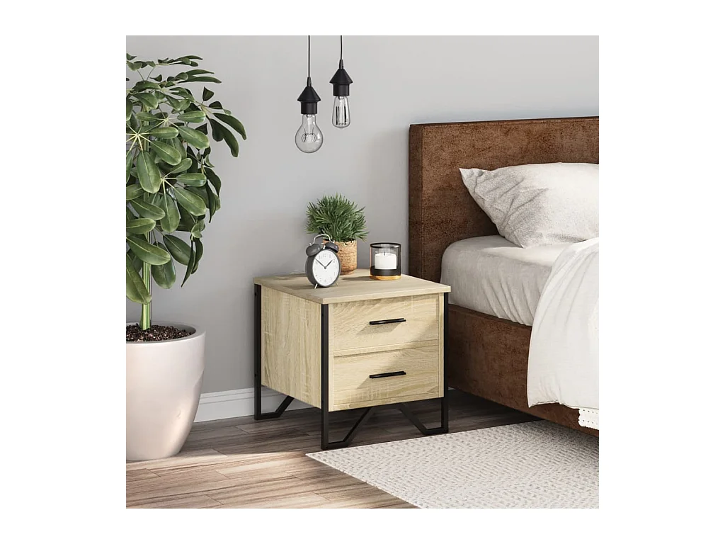 Mesita de noche | Mesilla de noche madera de ingeniería roble Sonoma 40x41x40 cm