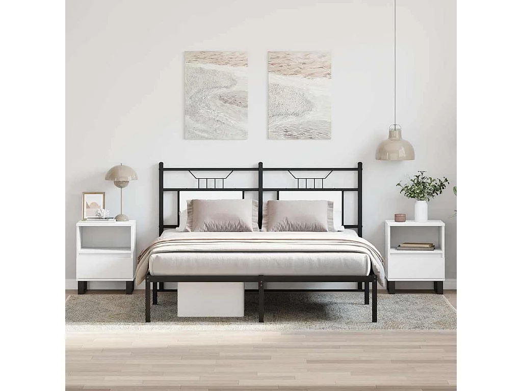 Mesa de Cabeceira Moderna 2 peças 40x35x50 cm derivados de madeira branco