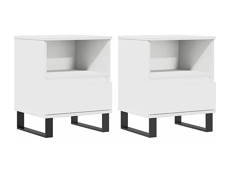 Mesa de Cabeceira Moderna 2 peças 40x35x50 cm derivados de madeira branco
