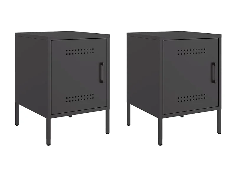 Tables de chevet lot de 2 avec tiroirs noir 36x39x50,5 cm acier