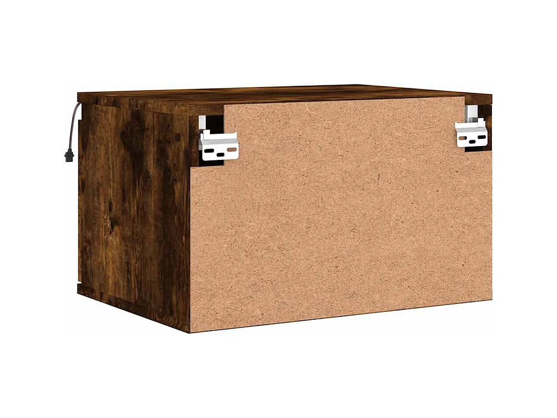 Mesitas de noche | Mesilla de noche de pared con luces LED 2 uds roble ahumado