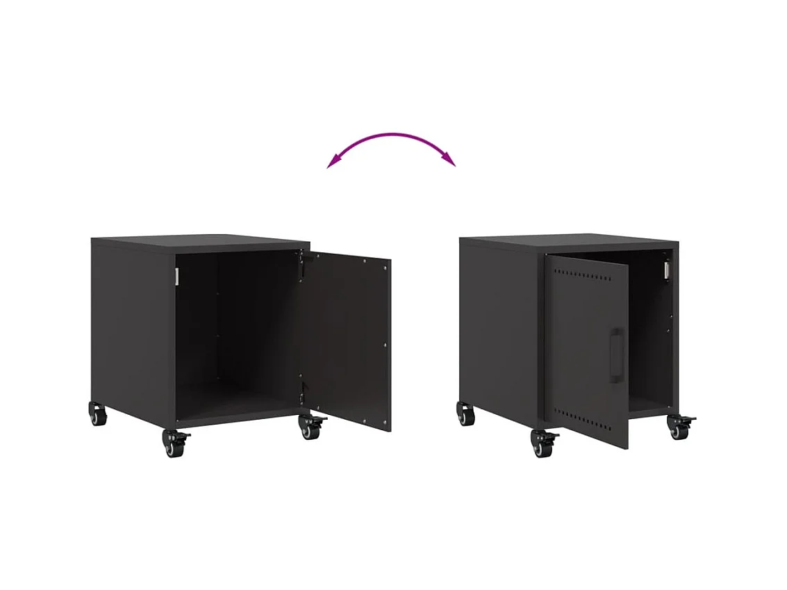 Mesitas de noche | Mesilla de noche 2 uds acero negra 36x39x43,5 cm