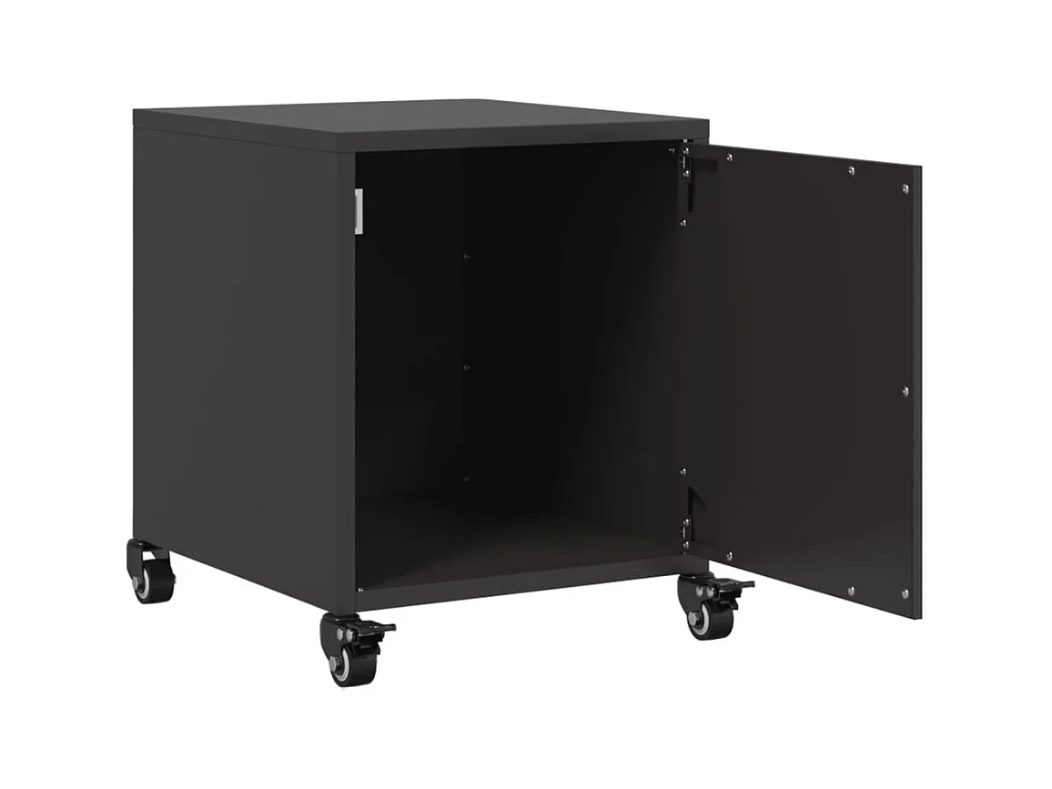 Mesitas de noche | Mesilla de noche 2 uds acero negra 36x39x43,5 cm