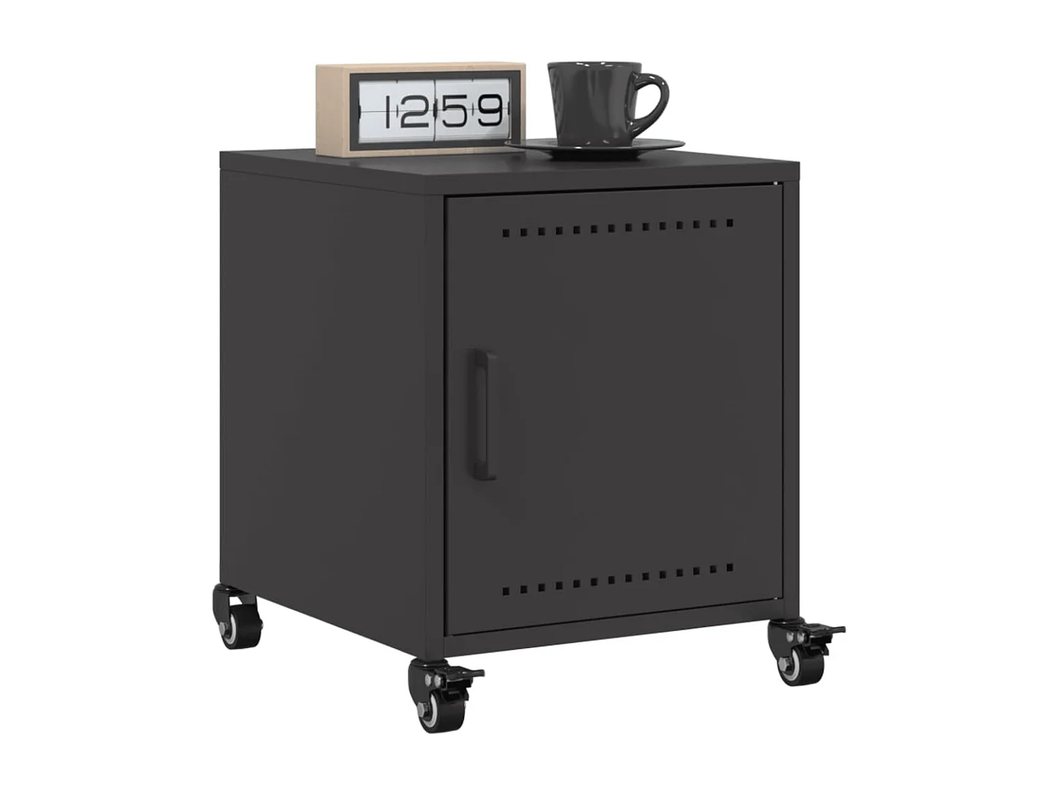 Nachttisch 2er Set-Beistelltisch-Nachttischkommode Schwarz 36x39x43,5 cm Stahl SHL90556