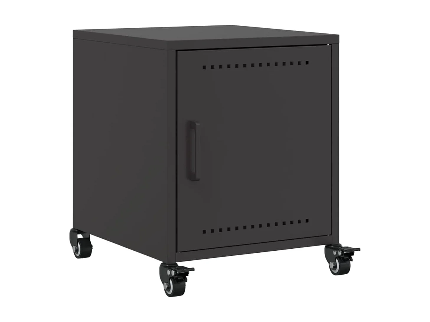 Nachttisch 2er Set-Beistelltisch-Nachttischkommode Schwarz 36x39x43,5 cm Stahl SHL90556