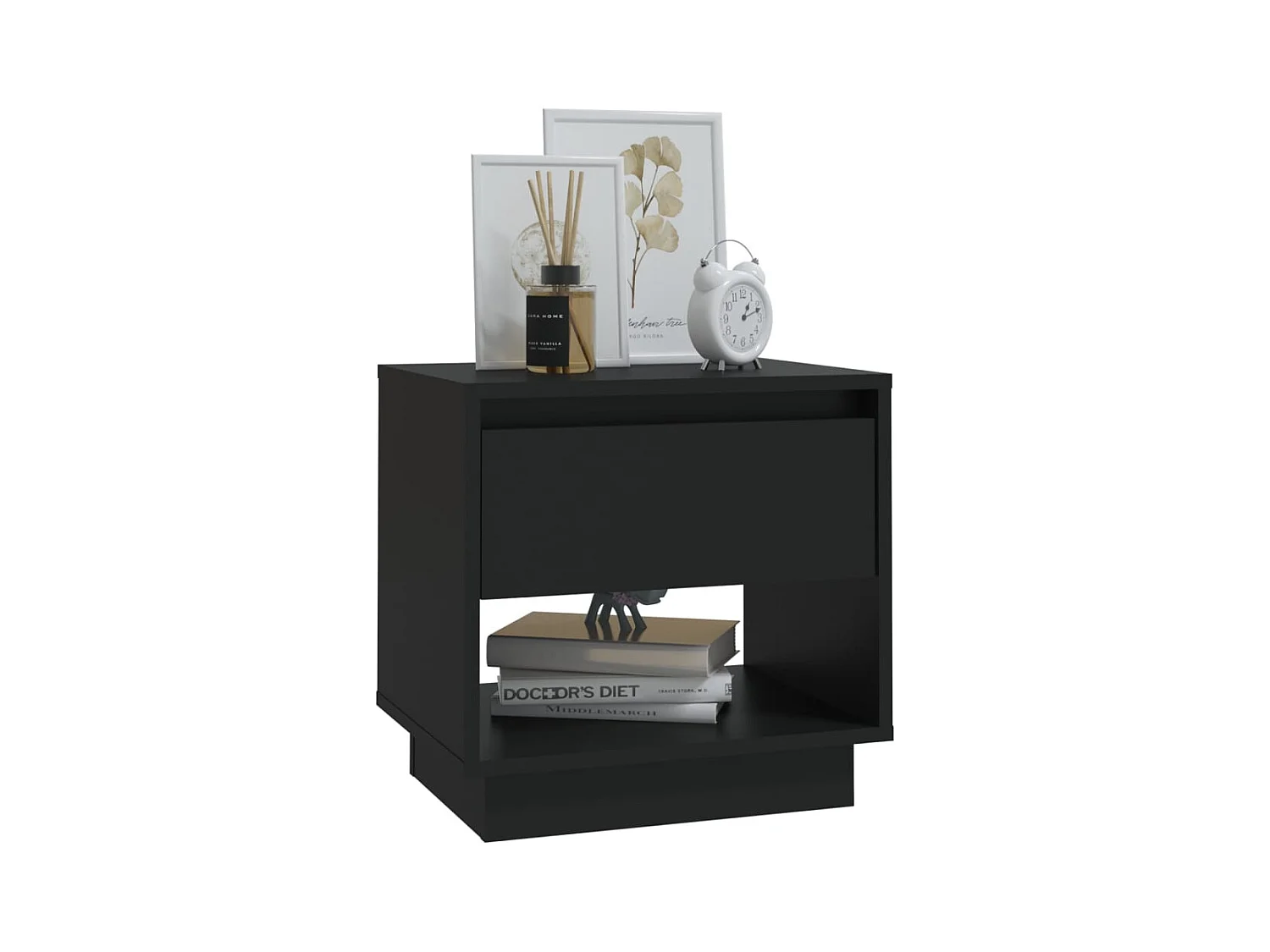 Tables de chevet-Tables de nuit 2 pcs Noir 45x34x44 cm bois d'ingénierie