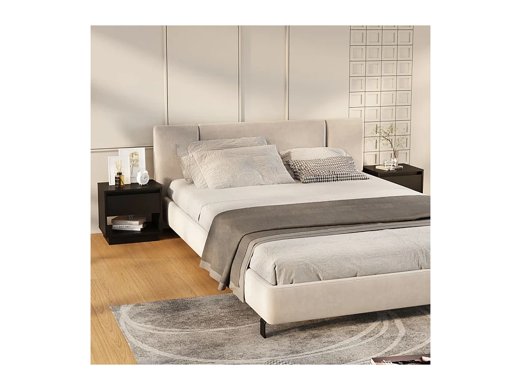 Mesitas de noche | Mesilla de noche 2 uds madera contrachapada negro 45x34x44 cm