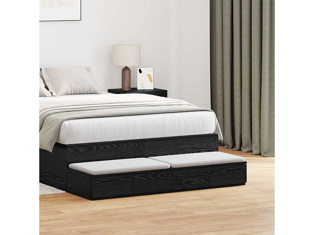 Cajones de cama con cajón Roble negro 120x36.5x16.5 cm