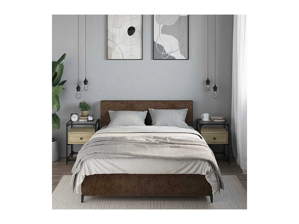 Tables de chevet lot de 2 avec tiroirs chêne sonoma 40x40x55 cm bois ingénierie