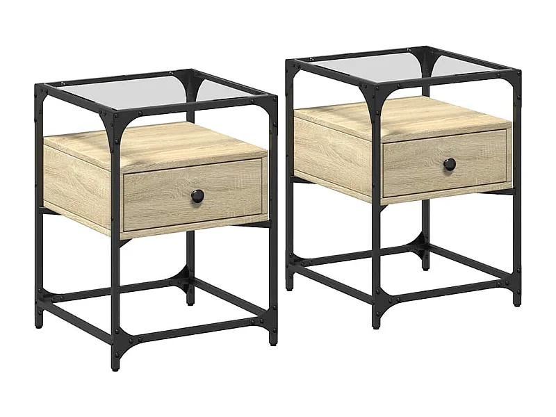 Tables de chevet lot de 2 avec tiroirs chêne sonoma 40x40x55 cm bois ingénierie