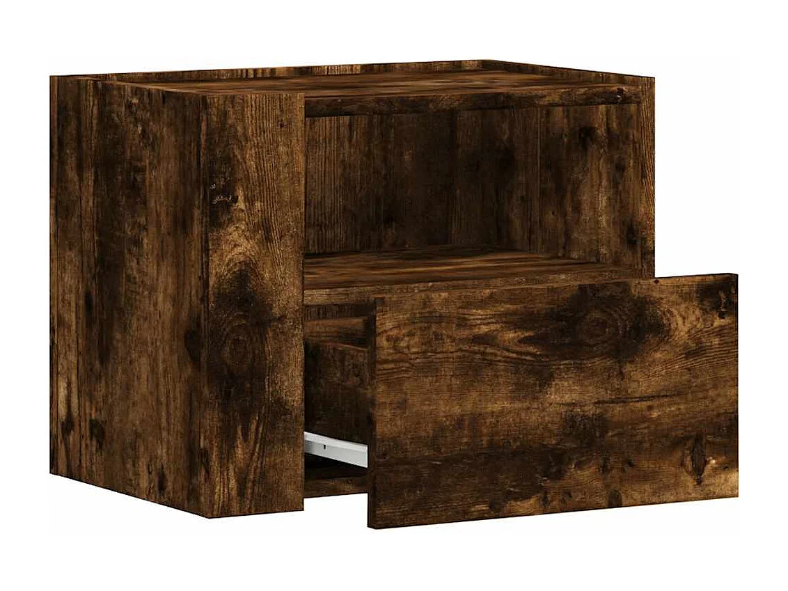 Mesitas de noche | Mesilla de noche de pared 2 uds color roble ahumado 45x30x35 cm