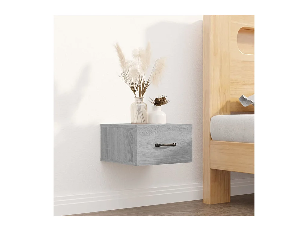 Mesa de cabeceira montagem parede 2 peças 35x35x20cm cinza sonoma