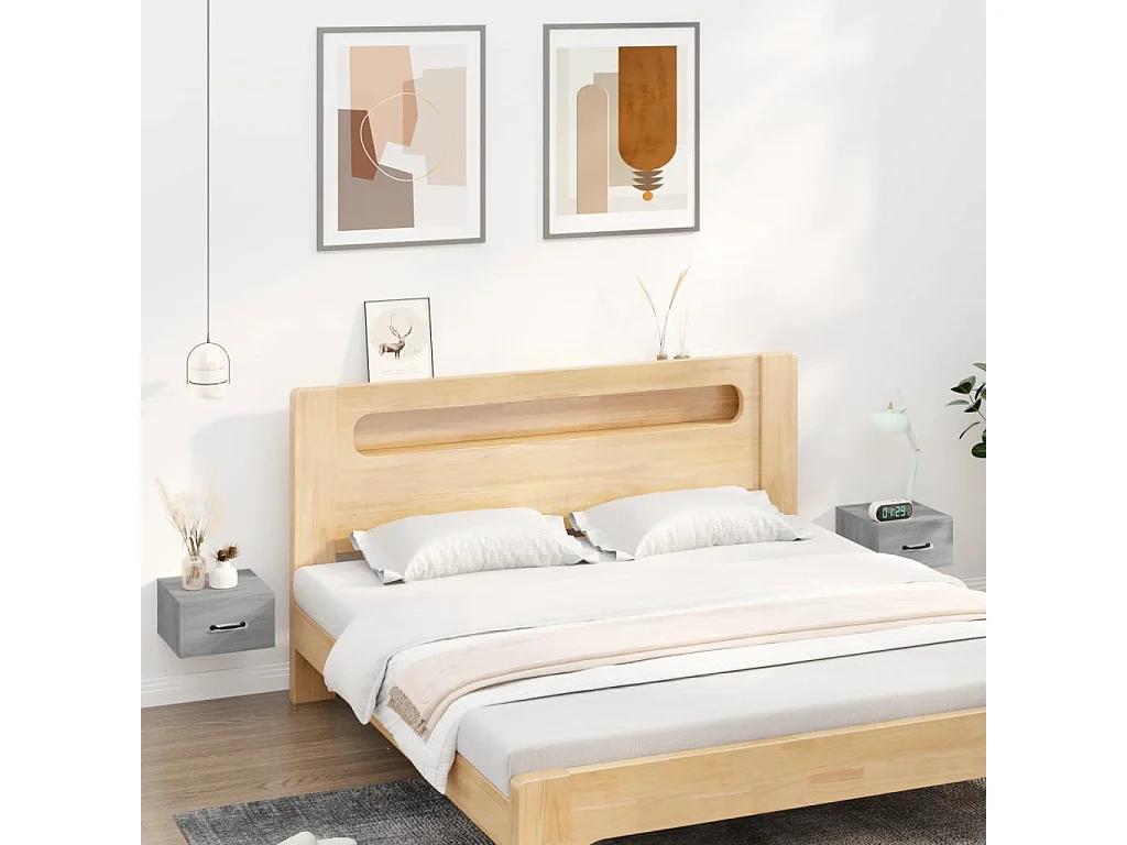 Nachttisch hängend 2er Set | Wand-Nachttische Grau Sonoma 35x35x20 cm SHL87754