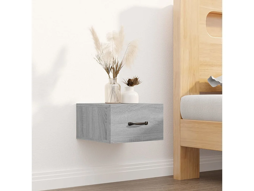 Nachttisch hängend 2er Set | Wand-Nachttische Grau Sonoma 35x35x20 cm SHL87754
