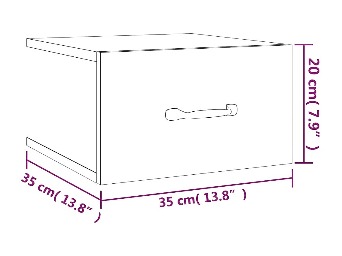 Nachttisch hängend 2er Set | Wand-Nachttische Grau Sonoma 35x35x20 cm SHL87754