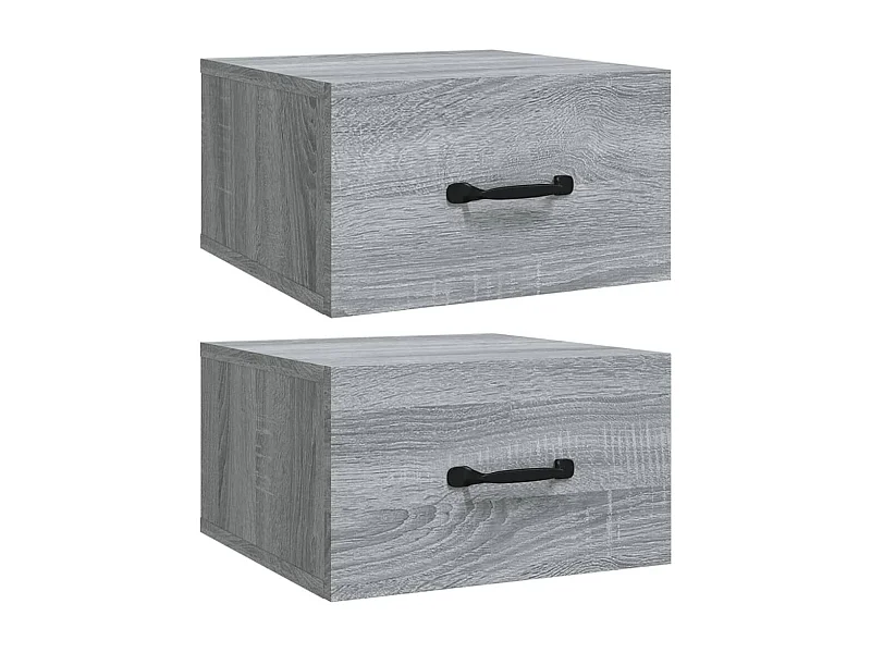 Nachtkastje Set van 2 | Bijzettafel Modern wandgemonteerd 35x35x20 cm grijs sonoma eiken