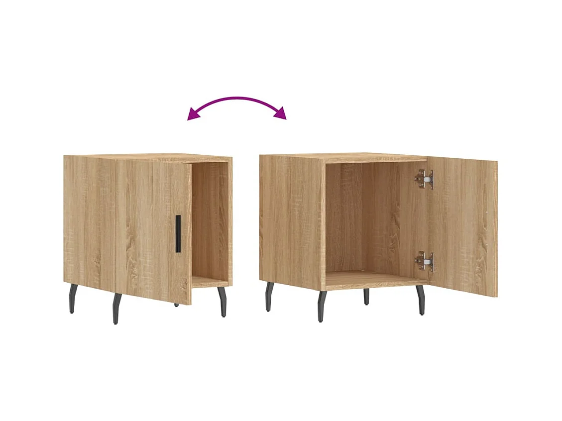 Lot de 2 Tables de chevet avec rangement chêne sonoma 40x40x50 cm bois ingénierie