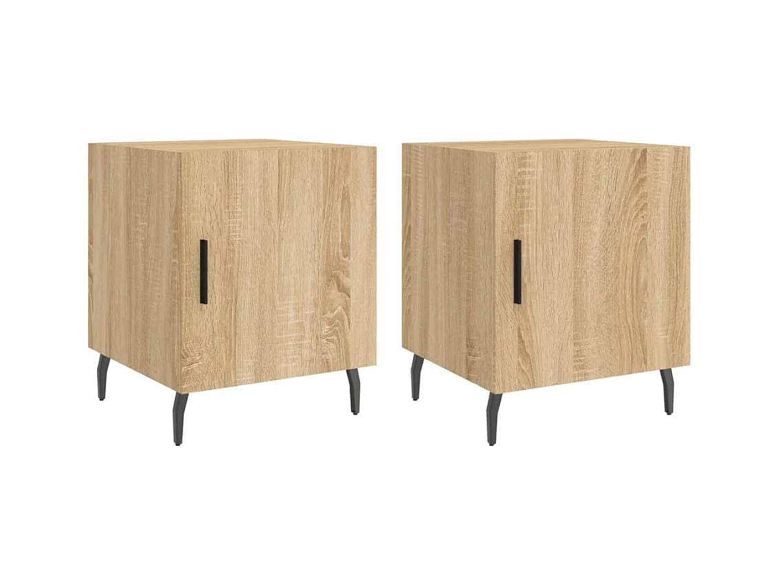 Mesitas de noche | Mesilla de noche 2 uds madera ingeniería roble Sonoma 40x40x50 cm