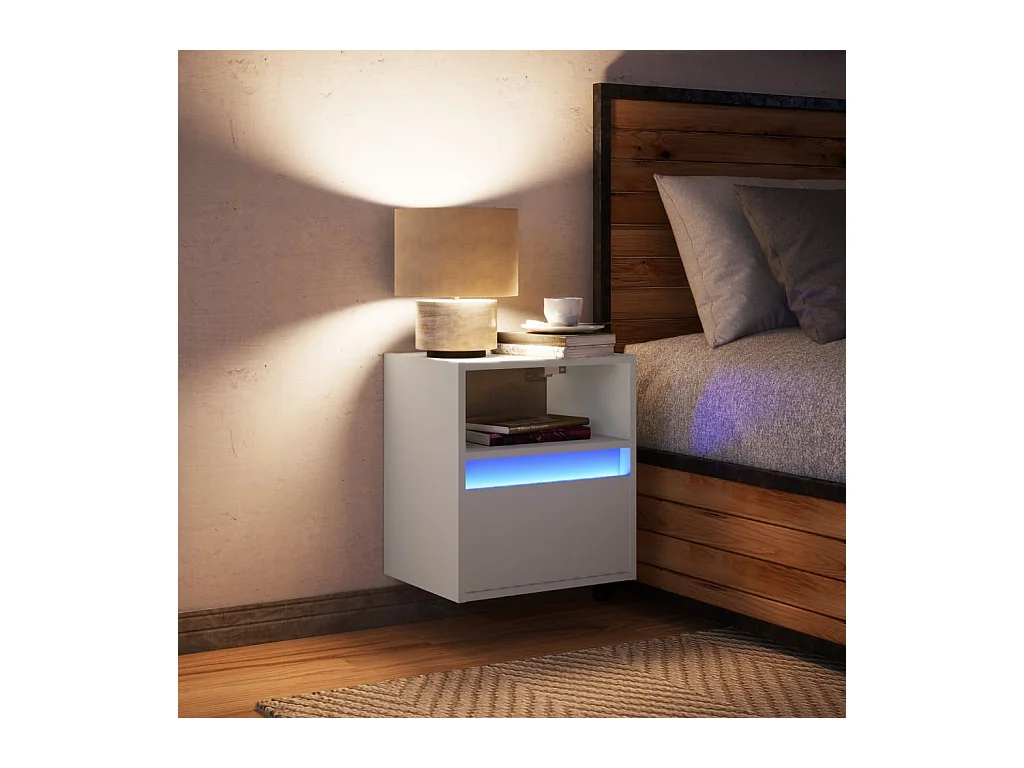 Mesita de noche | Mesilla de noche de pared con luces LED blanco