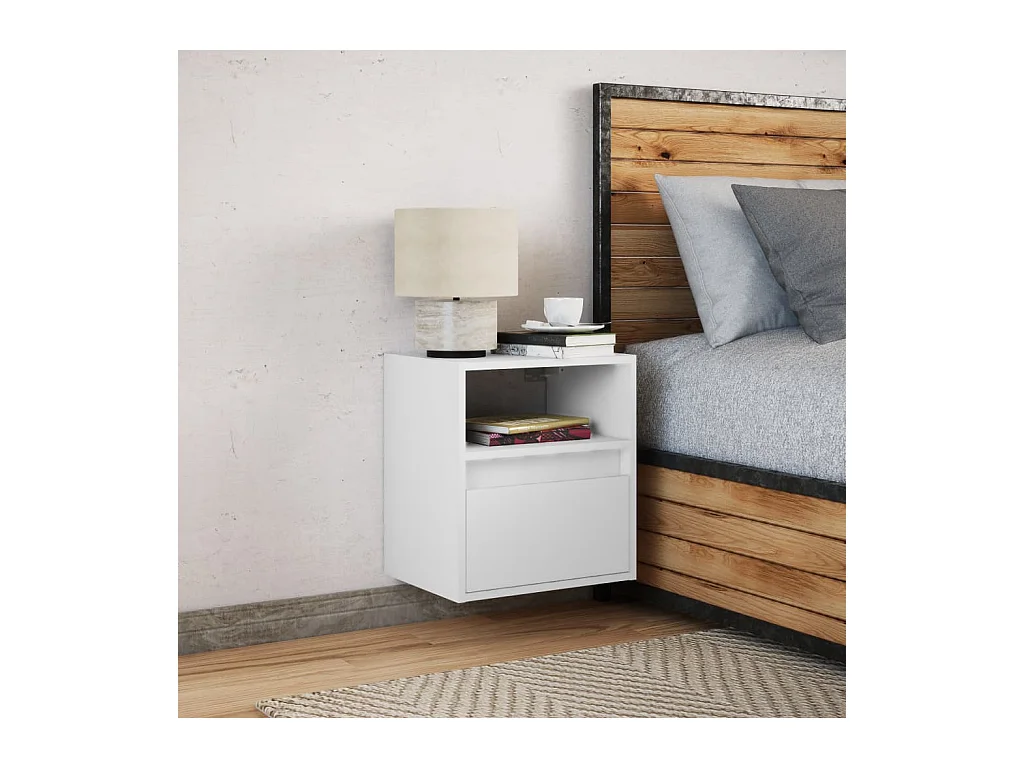 Mesita de noche | Mesilla de noche de pared con luces LED blanco