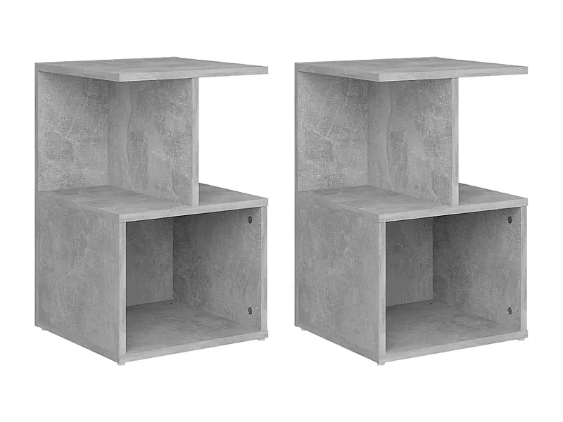 Tables de chevet-Tables de nuit 2 pcs gris béton 35x35x55 cm bois d'ingénierie