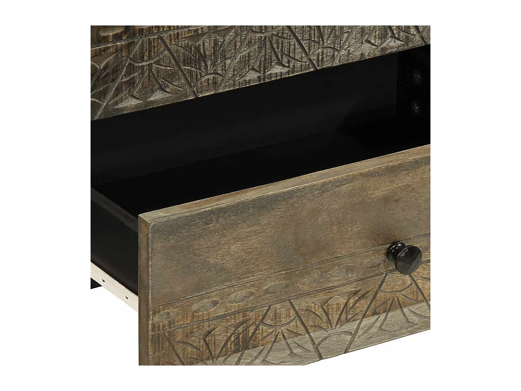 Mesita de noche | Mesilla de noche madera maciza de mango gris claro 50x33x60 cm