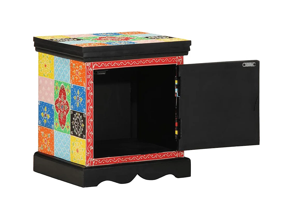 Mesilla de noche | Mesita de noche multicolor 40x35x45 cm madera maciza mango