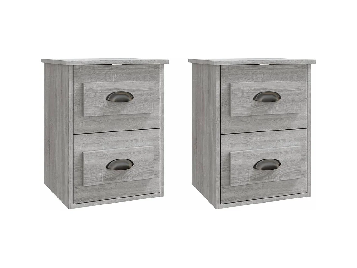Mesita de noche | Mesilla de noche de pared 2 uds gris Sonoma 41,5x36x53 cm