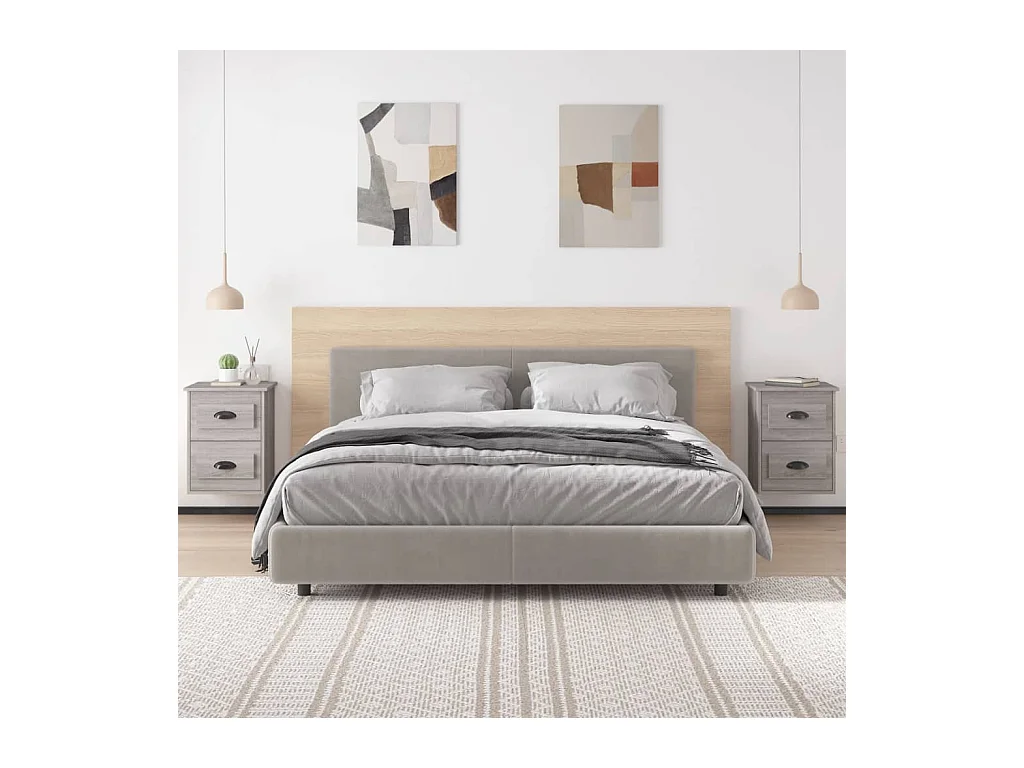 Mesita de noche | Mesilla de noche de pared 2 uds gris Sonoma 41,5x36x53 cm