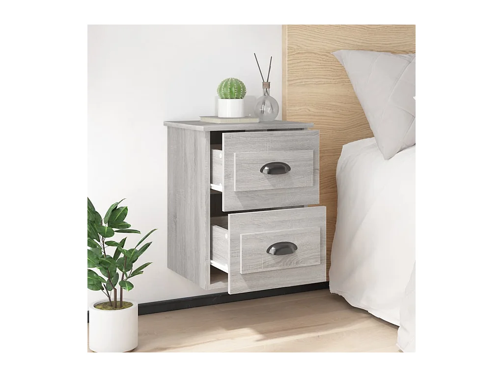 Mesita de noche | Mesilla de noche de pared 2 uds gris Sonoma 41,5x36x53 cm