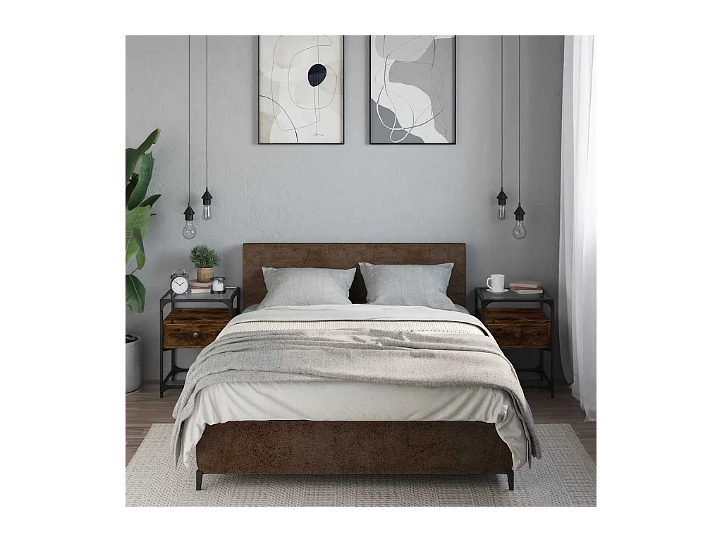 Tables de chevet lot de 2 avec tiroirs chêne fumé 40x40x55 cm bois d'ingénierie