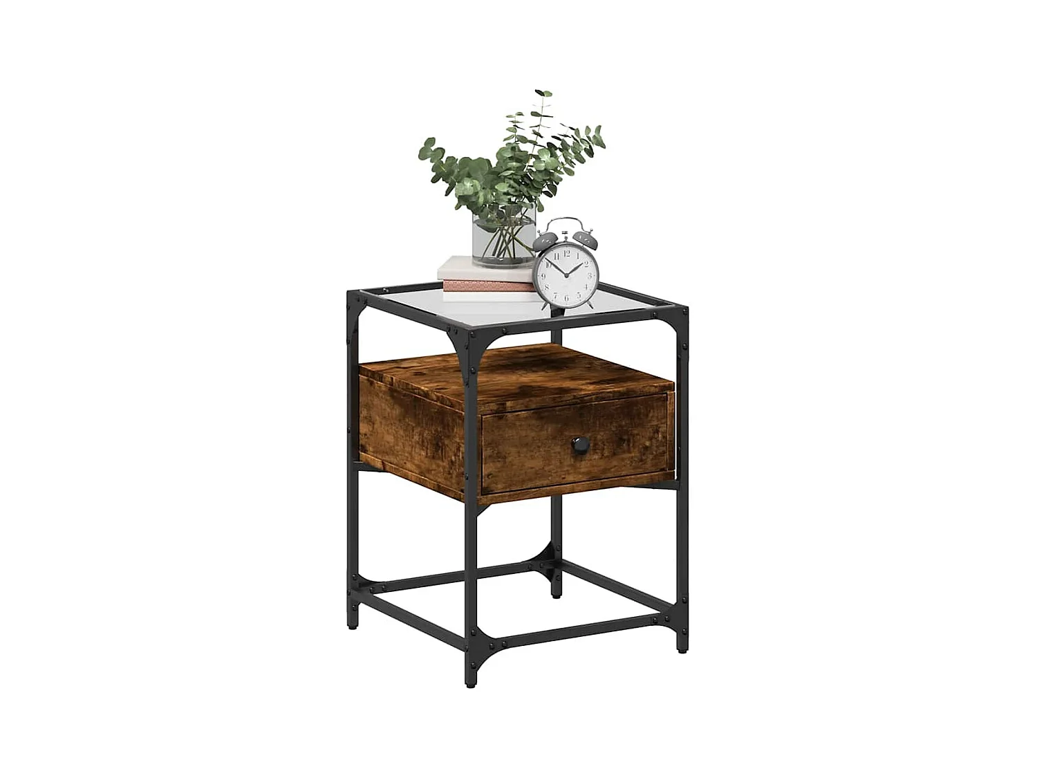 Tables de chevet lot de 2 avec tiroirs chêne fumé 40x40x55 cm bois d'ingénierie