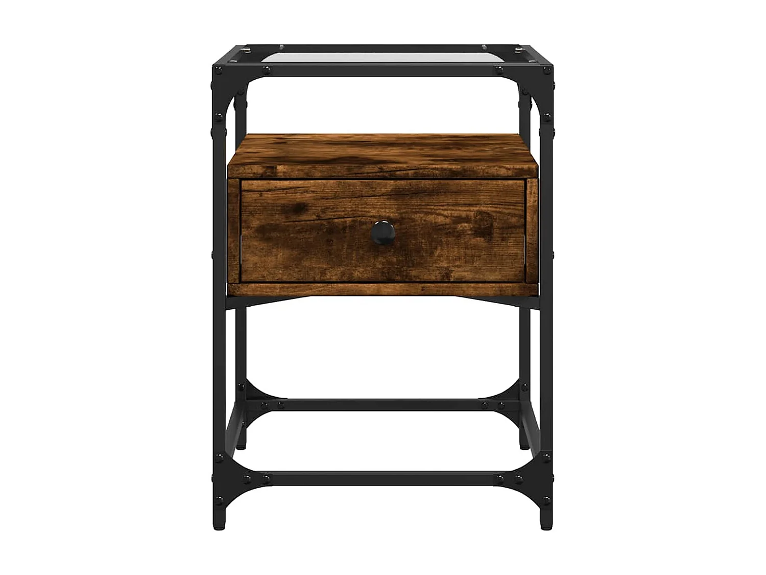 Nachttisch 2er Set-Beistelltisch-Nachttischkommode Räuchereiche 40x40x55 cm Holzwerkstoff SHL34224