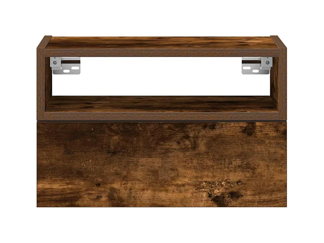 Mesitas de noche | Mesilla de noche de pared 2uds color roble ahumado 45x26x28,5cm