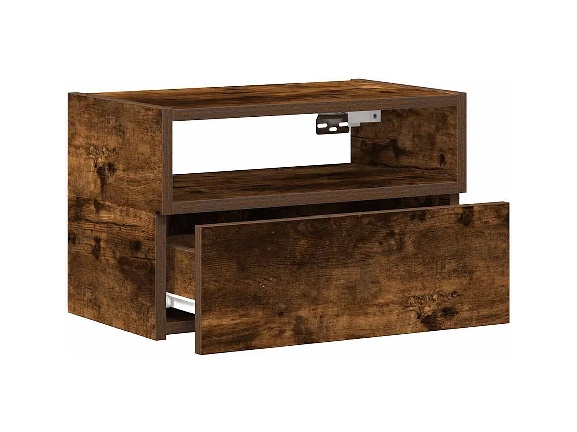 Mesitas de noche | Mesilla de noche de pared 2uds color roble ahumado 45x26x28,5cm