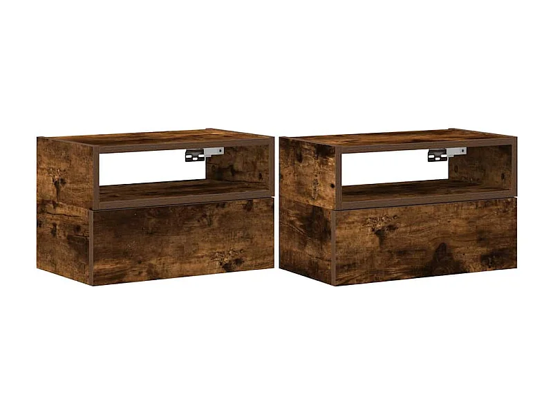 Nachttisch hängend 2er Set | Wand-Nachttische Räuchereiche 45x26x28,5 cm SHL25736