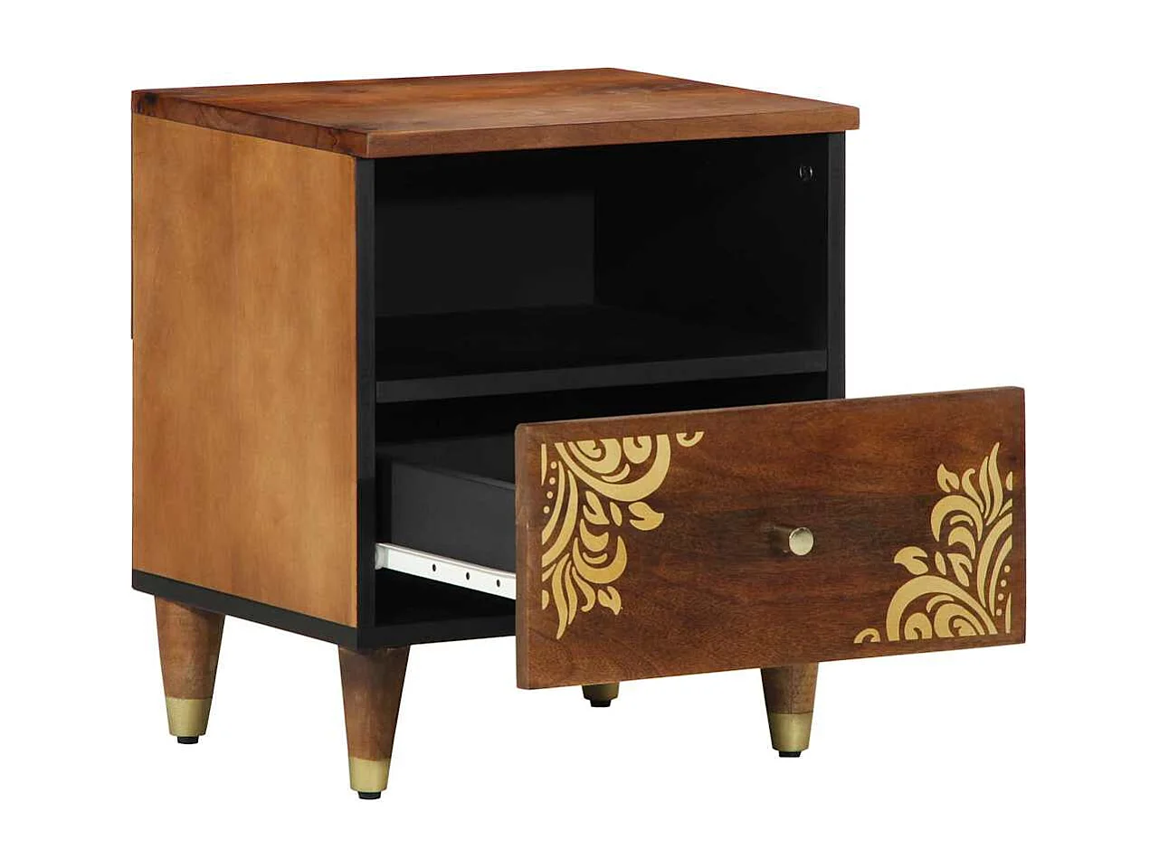 Nachttisch 2er Set-Beistelltisch Honigbraun 40 x 33 x 46 cm Massivholz Mango SHL66989