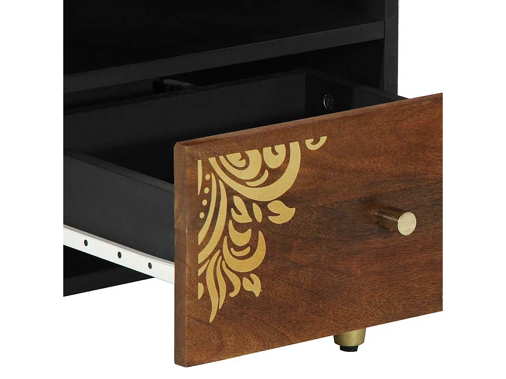 Nachttisch 2er Set-Beistelltisch Honigbraun 40 x 33 x 46 cm Massivholz Mango SHL66989