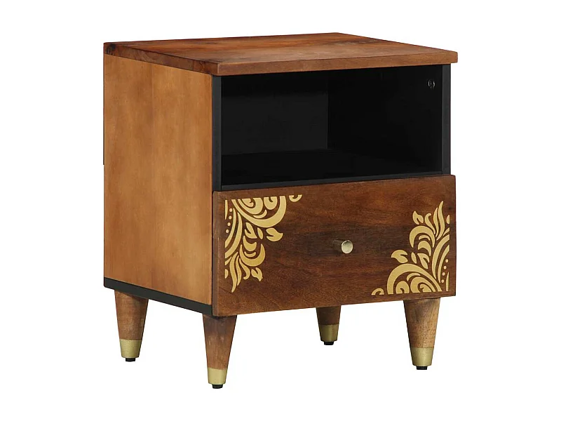 Nachttisch 2er Set-Beistelltisch Honigbraun 40 x 33 x 46 cm Massivholz Mango SHL66989