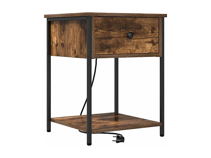 Mesa de Cabeceira | Criado-mudo Moderno com gaveta Carvalho fumado 42x41x56 cm