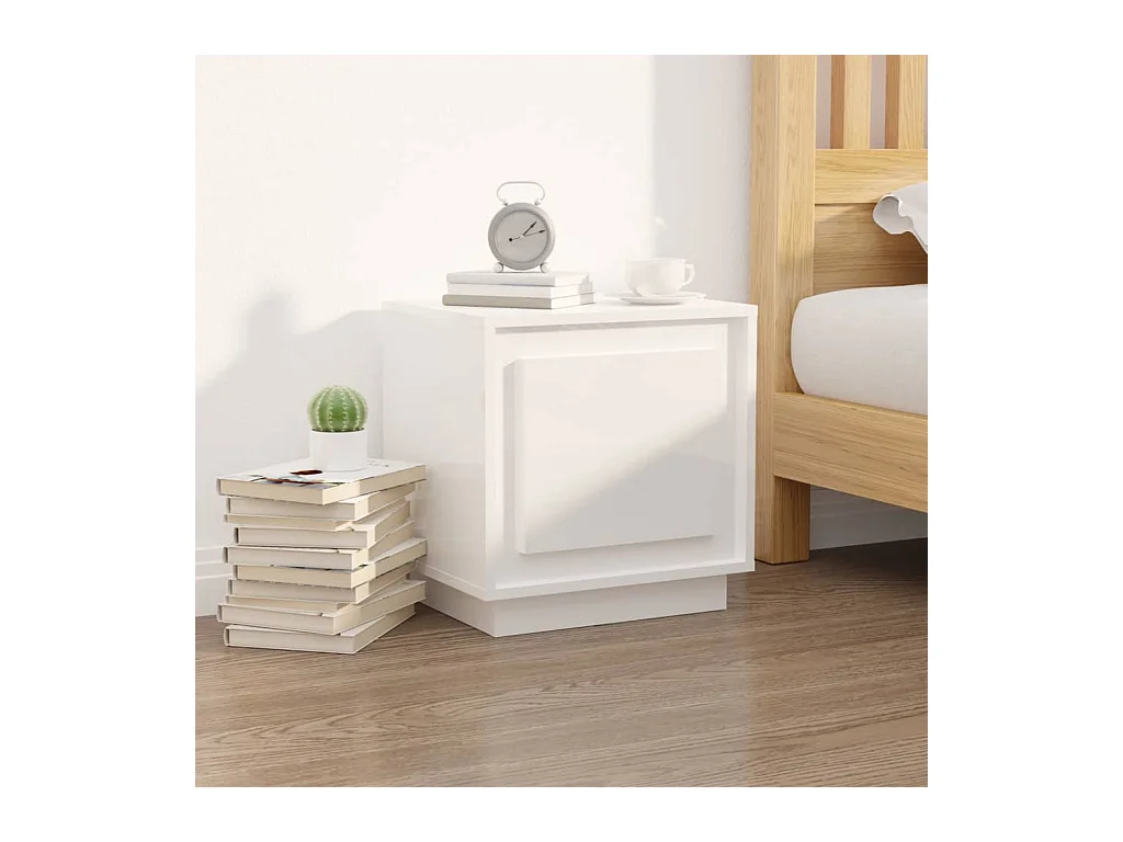 Mesitas de noche | Mesilla de noche 2 uds madera blanco brillante 44x35x45 cm