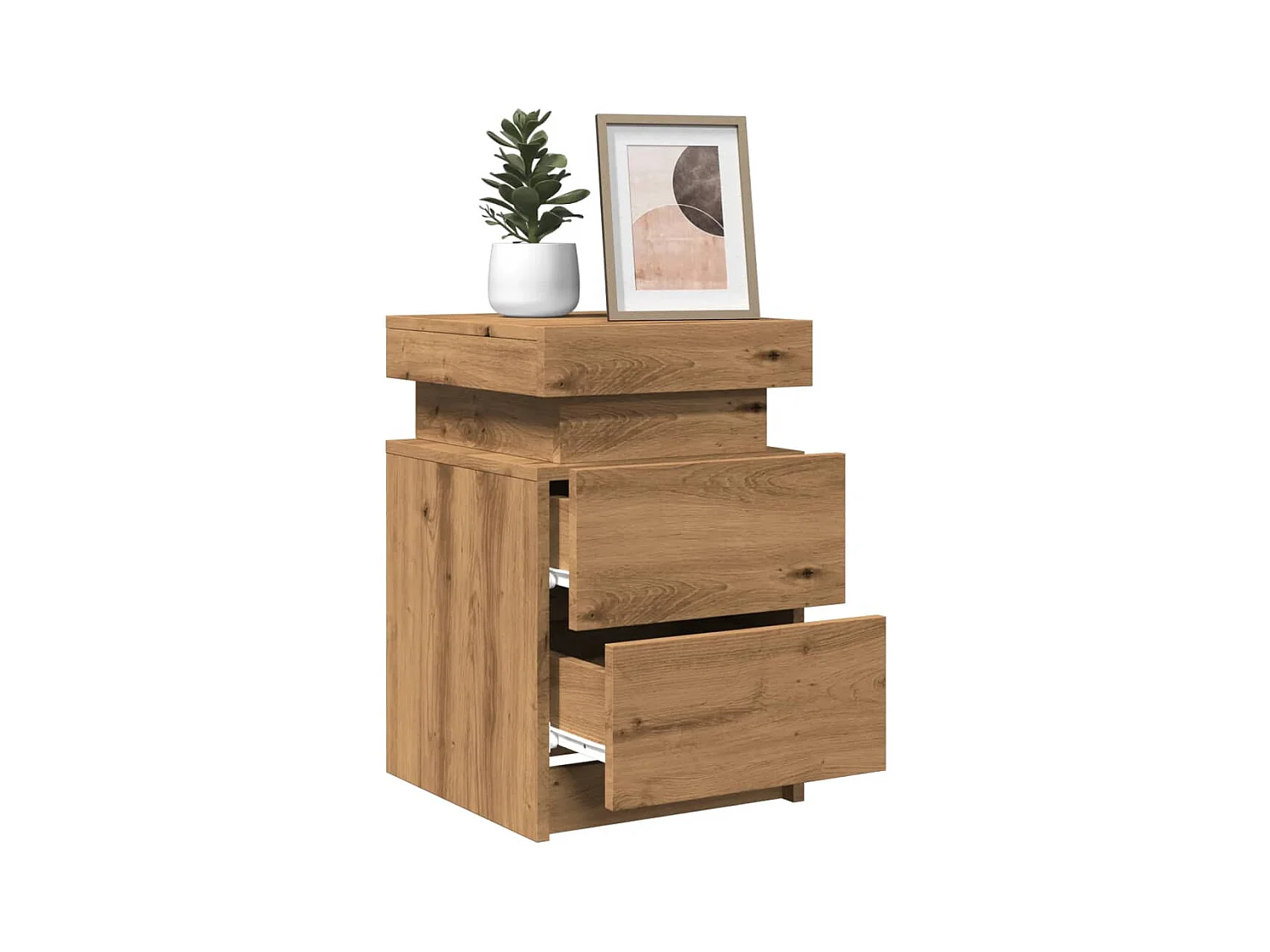 Mesitas de noche | Mesilla de noche con LED 2 uds madera roble artisian 35x39x55 cm