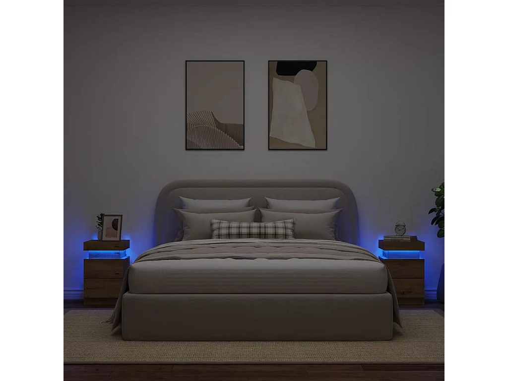 LED-Nachttische 2 Stk. Artisan-Eiche 35x39x55 cm Holzwerkstoff SHL20649