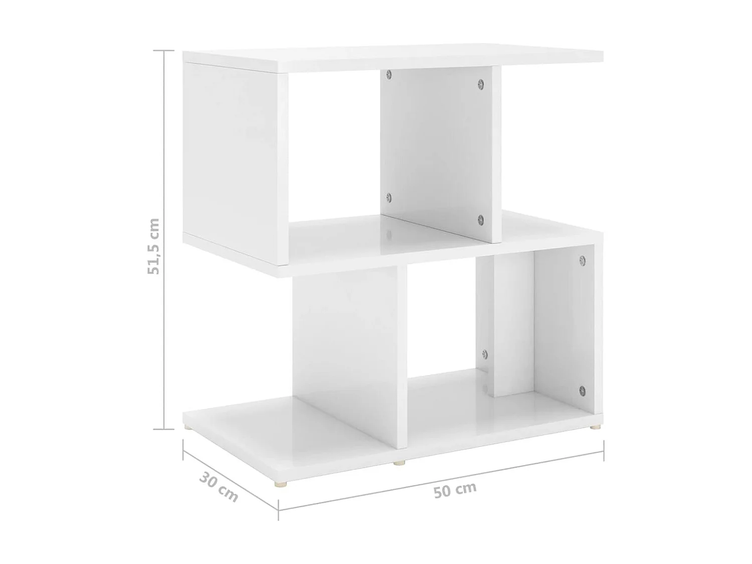 Nachttisch-Beistelltisch Hochglanz-Weiß 50x30x51,5 cm Holzwerkstoff SHL32794