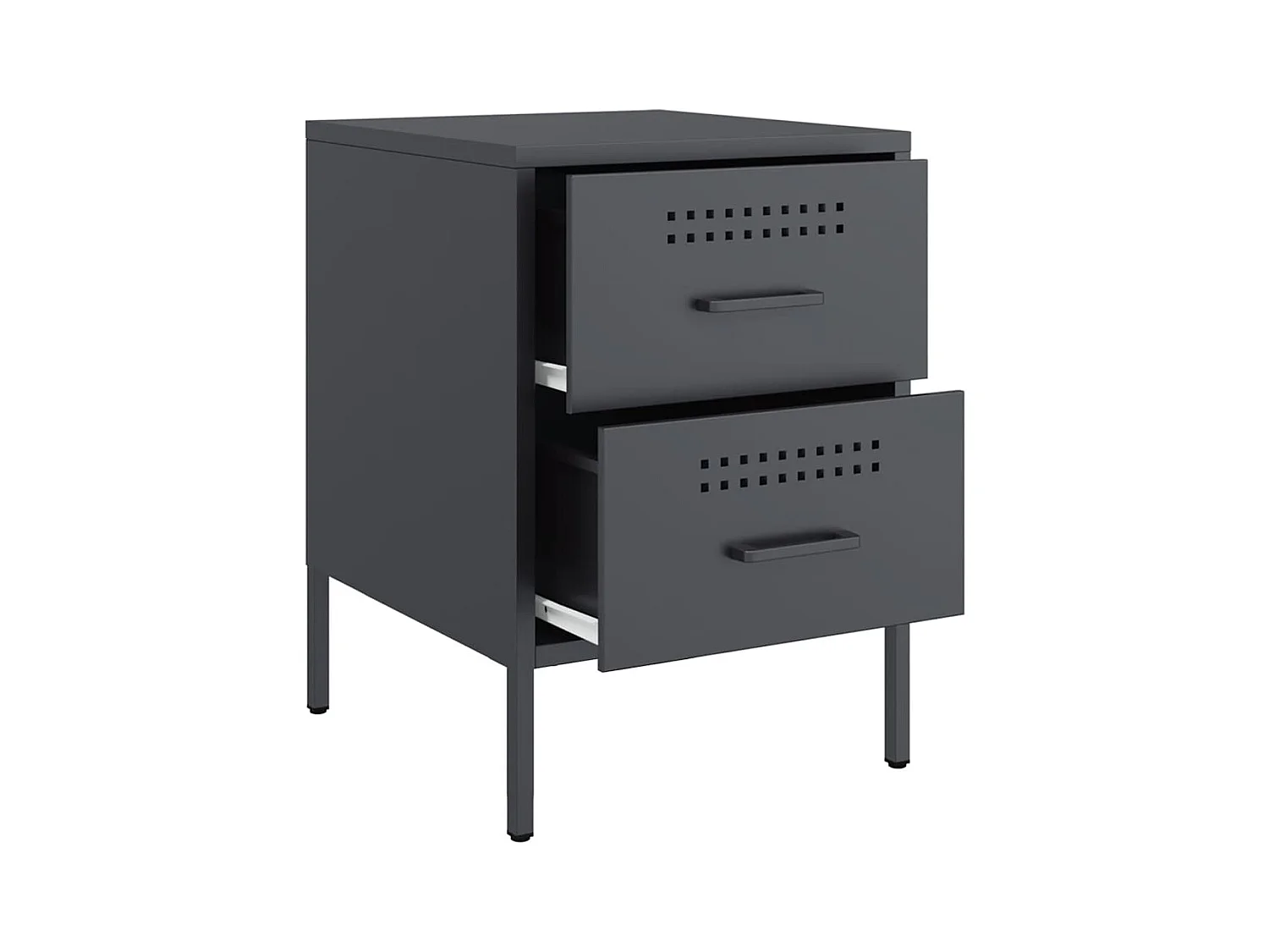 Tables de chevet lot de 2 avec tiroirs anthracite 36x39x50,5 cm acier