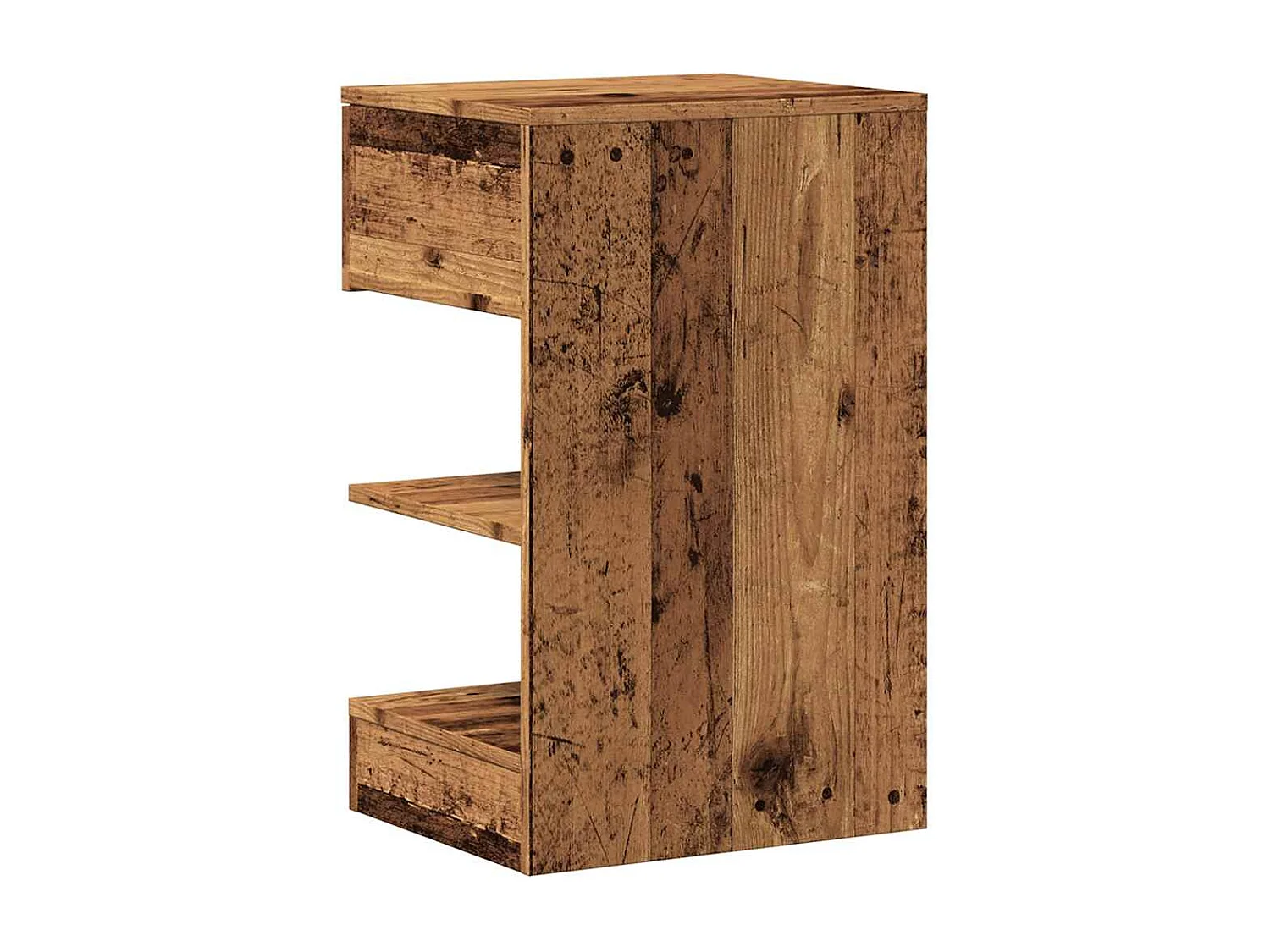 Nachttisch 2er Set-Beistelltisch-Nachttischkommode Altholz-Optik 40x35x65 cm Holzwerkstoff SHL42907