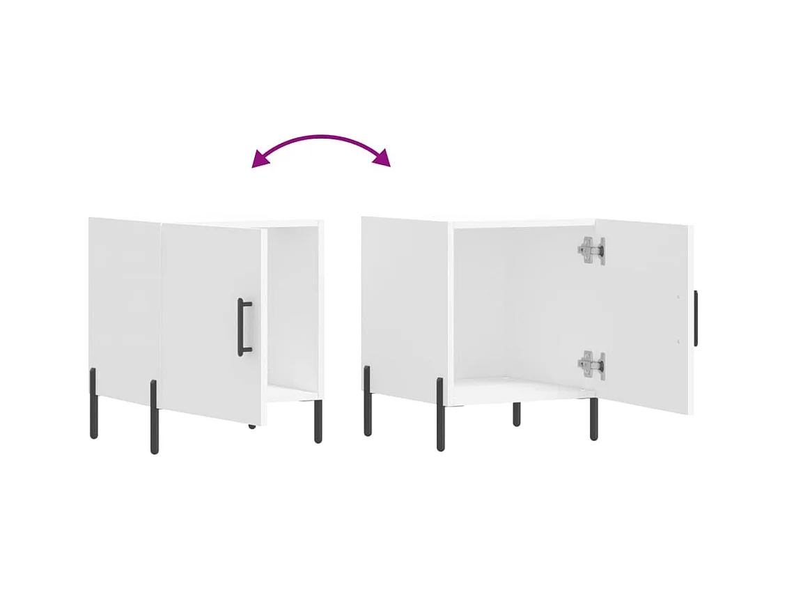 Lot de 2 Tables de chevet Étroite avec Étagère de rangement blanc 40x40x50 cm bois d’ingénierie