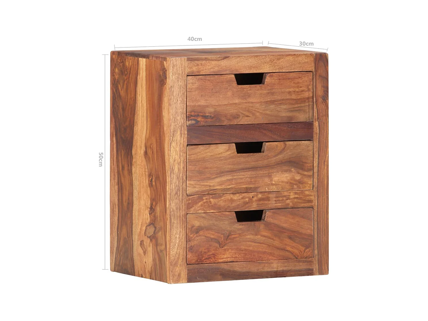 Mesita de noche | Mesilla de noche de madera maciza de acacia 40x30x50 cm